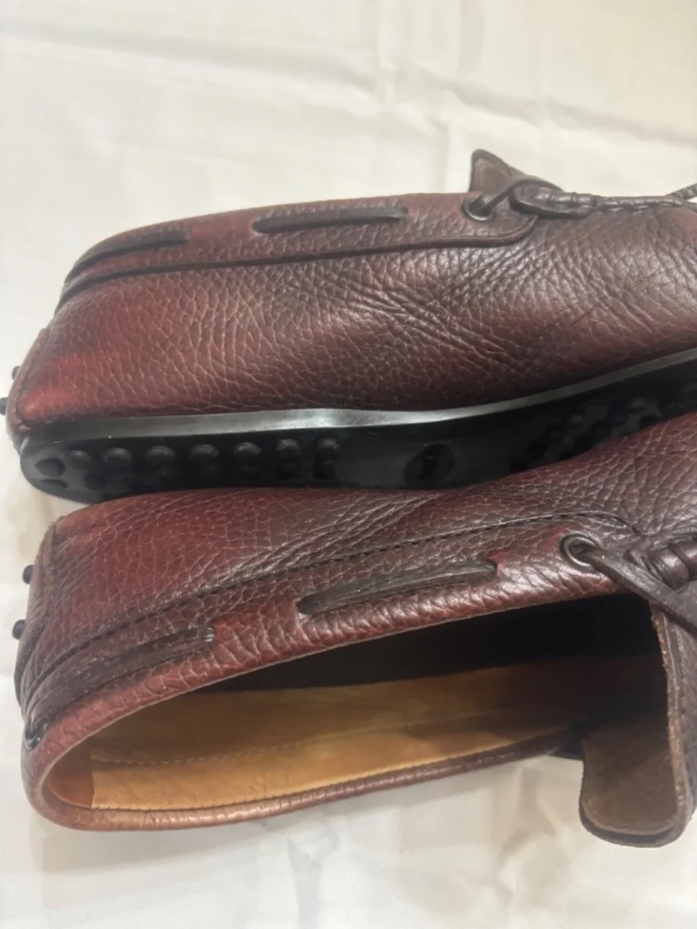 Tod's Men Leather Loafer Size 8 Quiet Luxury Driving Shoes Dark Brown